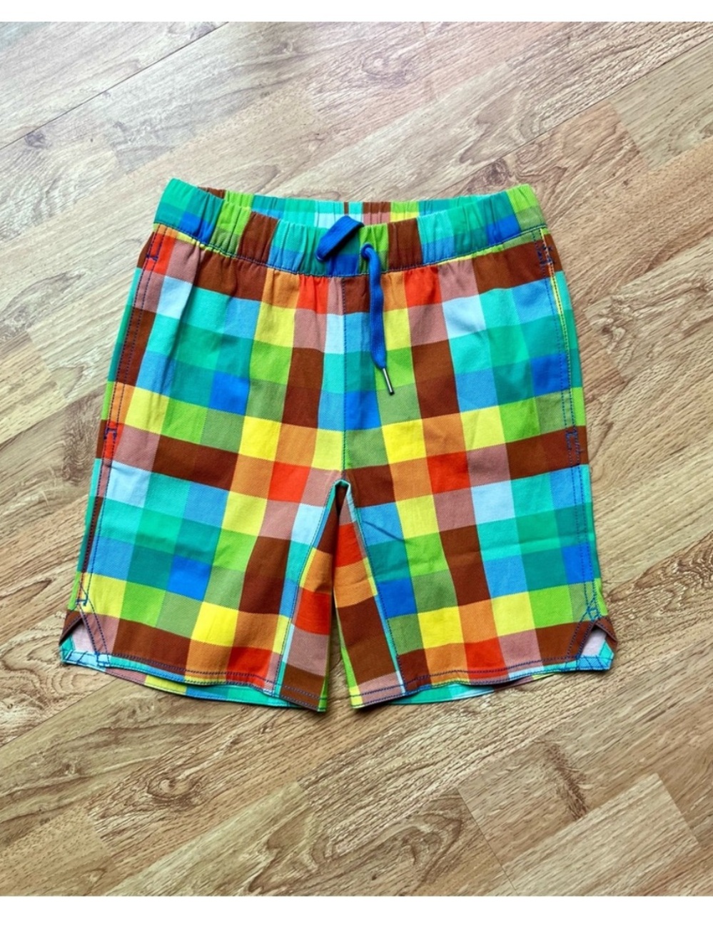 Hanna Andersson Colorful Plaid Swim Trunks Size 8